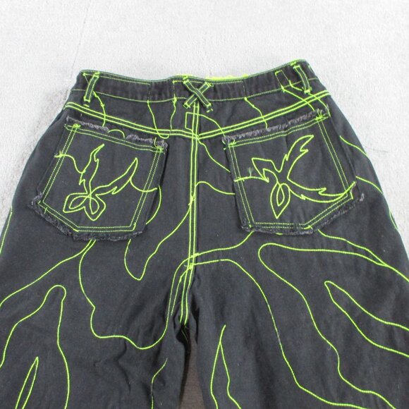 Cool Shirtz Portal Reversible Jeans Size 36 Neon Black Reversible Baggy Heavy - Picture 9 of 15